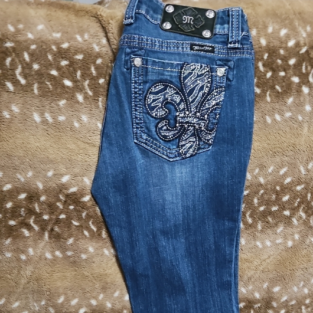 Miss Me Blue Boot Cut Jeans with Embroidered Design